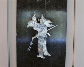 Japanese hardstone 4 panel screen