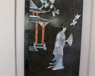 Japanese hardstone 4 panel screen