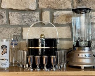 Kitchen Classics By Waring Blender With Ice Bucket, And Glass And Pewter Webster Shot Glasses