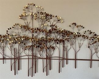 54 Inch Brass Leaf Metal Wall Art 