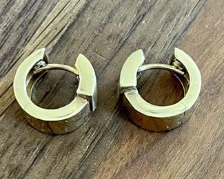 Vintage 585 14K Yellow Gold Hoop Earrings, 6 Grams 