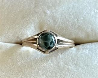 Antique 14k Gold And Septarian Nodule Stone Ring Size 6