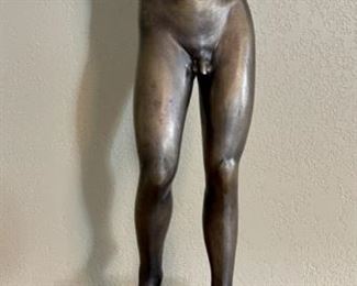 Bronze Sculpture Male Torso On Round Black Marble Base (2 Of 2)