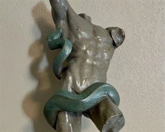 SETH VANDABLE 29 OF 50 Limited Ed. "Adam" Bronze Male Torso Snake Sculpture Certificate Of Authenticity  