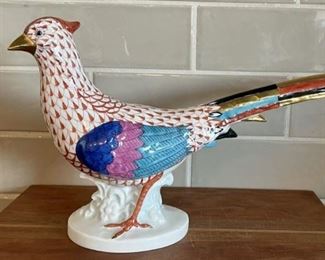 Herend Hungary Hand Painted Rust Fishnet And Gold Pheasant  Looking Left (1 Of 2)