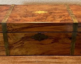 Antique Military Style Victorian Lap Desk Writing Slope Box 1850