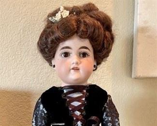 Antique Floradora Doll With Lace Dress, Skirt  And Socks Made In Germany With Stand 22" Tall