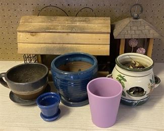 Outdoor Collection Including (2) Feeders And Assorted Ceramic Pots