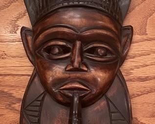 Accra Ghana 2003 Hand Carved Wooden Mask Wall Art 