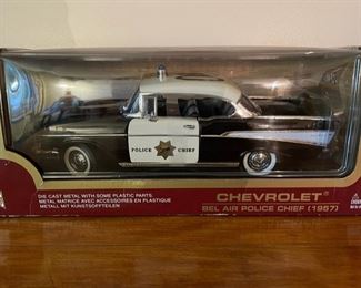 Vintage 1957 Chevrolet Bel Air Police Chief Die Cast in Box