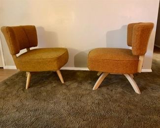 Vintage Mid-Century Modern Swivel Chairs, Upholstered MCM Chairs, Vintage Furniture