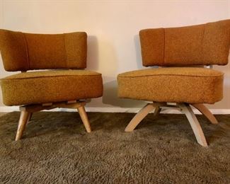 Vintage Mid-Century Modern Swivel Chairs, Upholstered MCM Chairs, Vintage Furniture