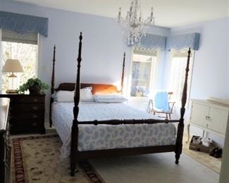 Pennsylvania House queen size four poster bed, dresser and mirror and small chest. 