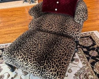 Leopard Skin Chair and ottoman 