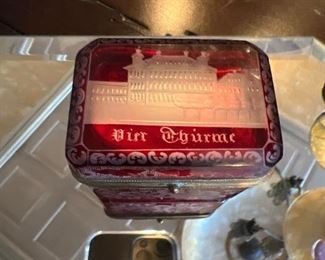 Cranberry Etched Glass
