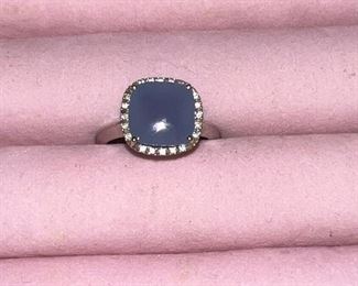 Ring - Smoky Purple gemstone surrounded by diamonds