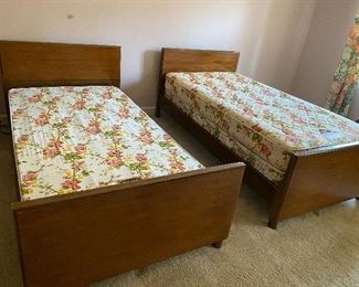 Pair of mid century twin beds