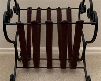 Leather and Iron Magazine Rack