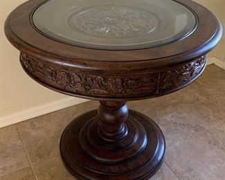 Bernhardt Carved Pedestal End Table