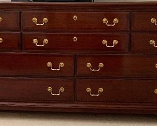 Lexington 4 Poster King Bed, Dresser and 2 Nightstands, Table Lamps pair, Bedding, Art