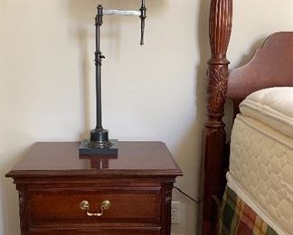 Lexington 4 Poster King Bed, Dresser and 2 Nightstands, Table Lamps pair, Bedding, Art