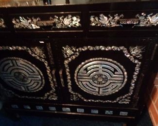 detail of etagere, inlay Mother of Pearl