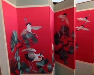 Vintage Silk Screen, 8 panels, 13.67 feet long, 71 1/2" tall, each panel 20 1/2", 164" long, vintage approx. 50+ years old, purchased in Korea