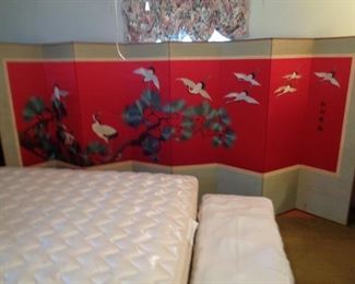 Silk Screen 8 Panel Room Divider, 13.67 feet long, approx. 50+ years old, purchased in Korea
