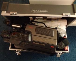 vintage Panasonic movie camera and case