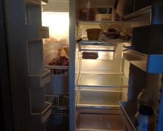 inside of side-by-side refrigerator
