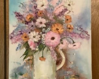 Floral artwork, hand painted.