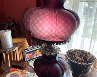 Outstanding cranberry Fenton lamp