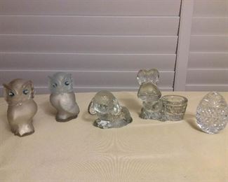 Afm004 Goebel Glass Figurines, Crystal Glass Egg & Avon Owl Bottles 
