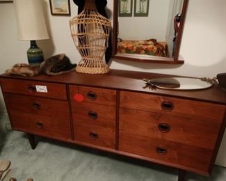 Teak Dresser and Mirror
