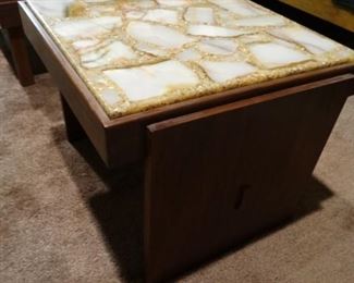 Cultured Marble Top MCM Accent Table