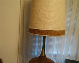 MCM Cork Lamp with Matching Shade