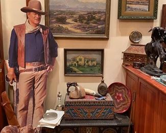 Western memorabilia, trunks, bronzes.