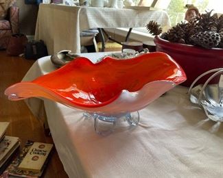 1950 Marano Glass Orange Glass Bowl