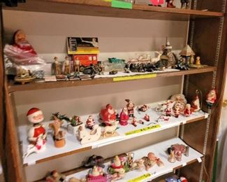 Vintage Santas and old miniature toys