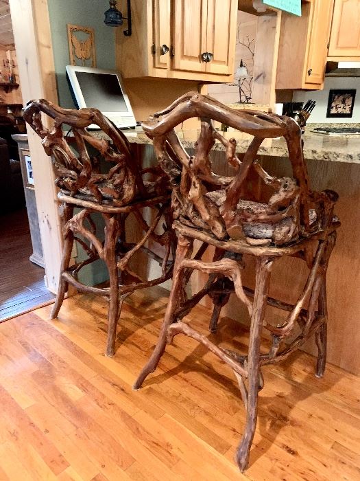 Teak Root Barstools