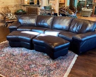Leather Sectional Sofa with Ottomans by Bassett