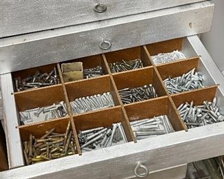 Drawers of nails and screws nicely organized