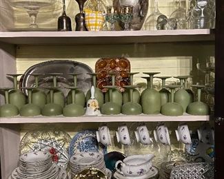 Vintage glass and serving items