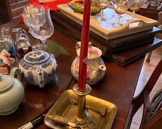 Vintage "Go To Bed" candle holder and accessories