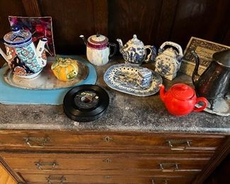 An assortment of teapots