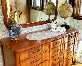 Permacraft 12 drawer dresser and detached mirror. Sold as a set