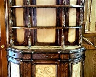 Beautiful hand painted wood baker's rack china cabinet
