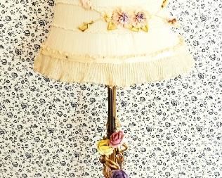 Enamel coated metal side table lamp