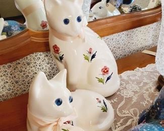 Porcelain blue-eyed hand-painted cats sold separately