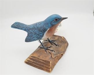 MA Hai Feng signed wooden bird carving